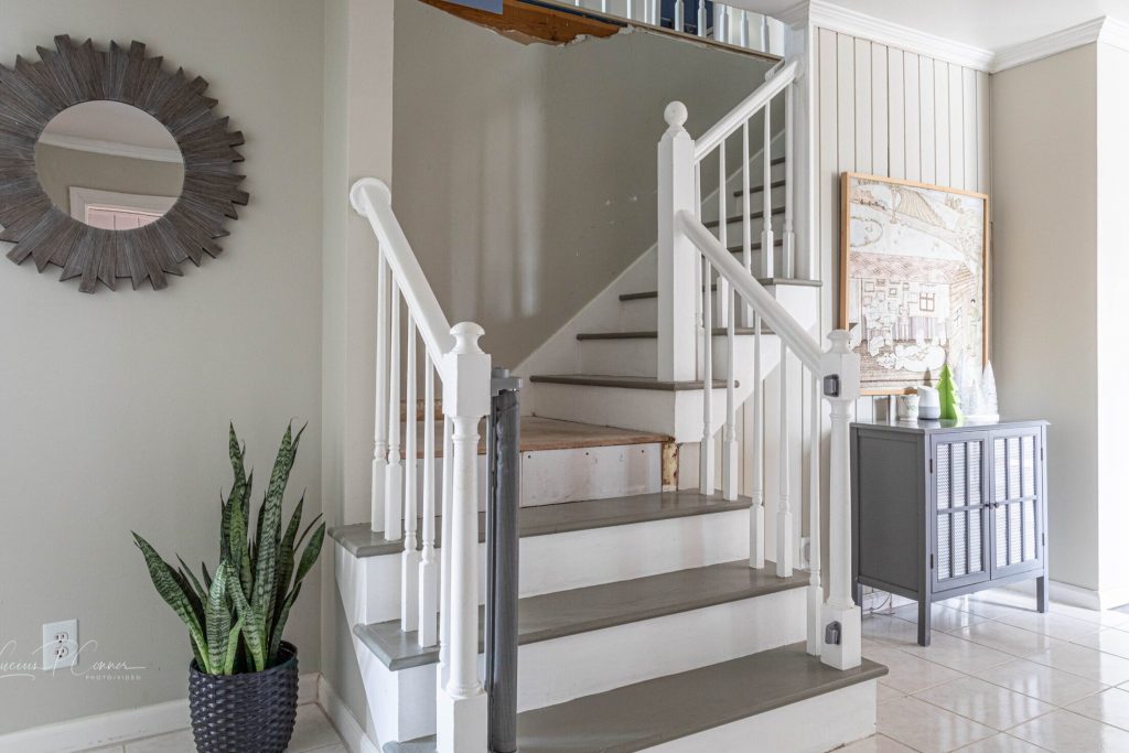 Painted wooden staircase
