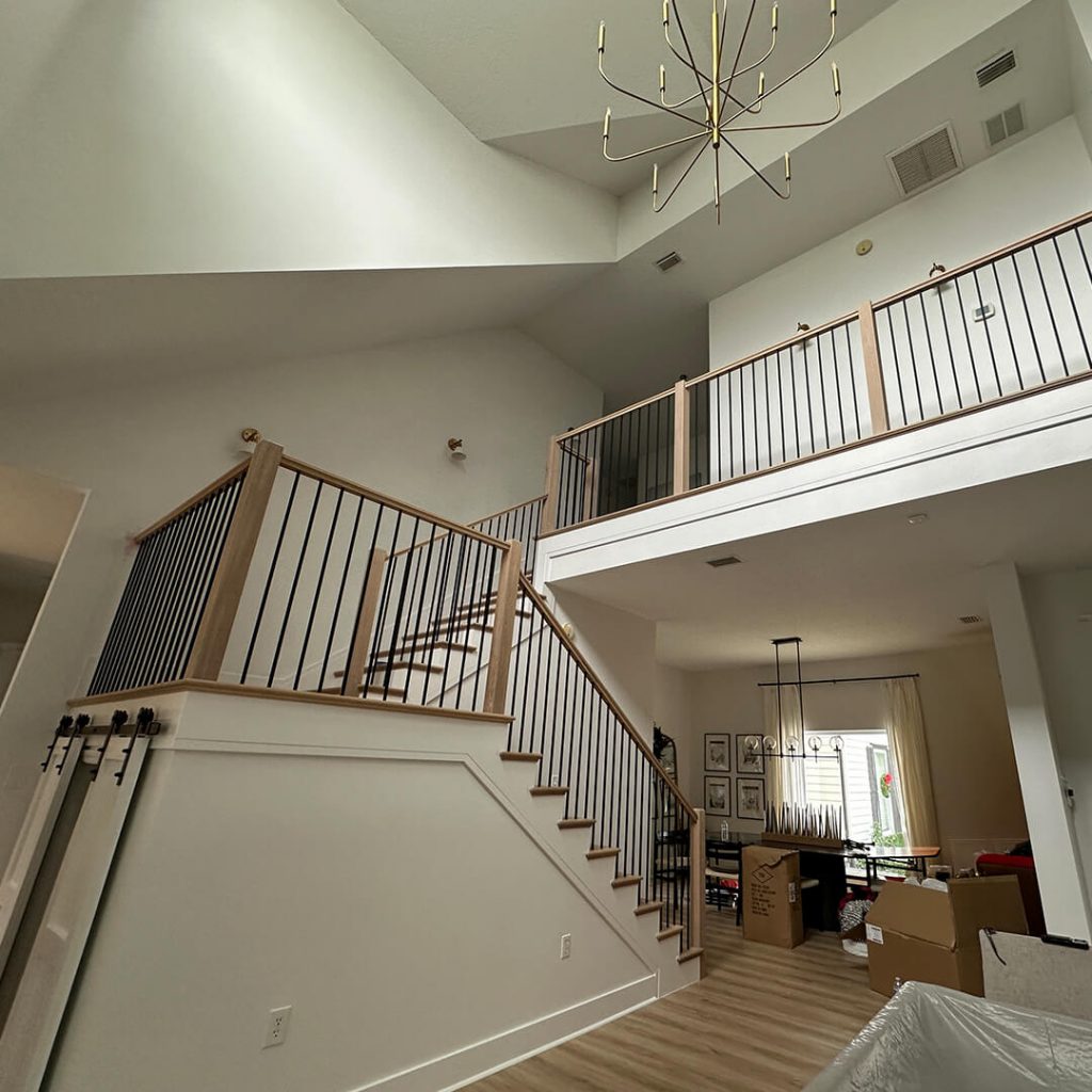 Statement staircase in a luxurious home.