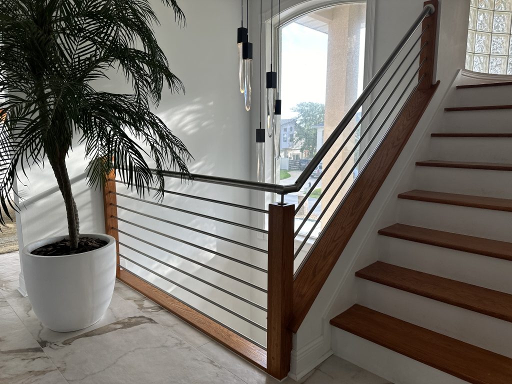 Open riser staircase for airy spaces.